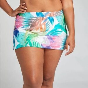 Cacique Swim Women's Tropical Rainbow Slitted Swim Skirt size 18